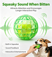 Balle flottante pour chien à facettes de diamant, jouet interactif transparent en TPR rebondissant pour animaux de compagnie, jouet durable pour nettoyer les dents et le jeu de rapport