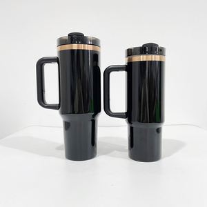 Gobelet de voyage personnalisé avec logo, en cuivre noir, crème, rose, pour gravure laser, avec poignée, 30 oz, 40 oz - Product Image 3