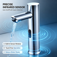 Robinet cylindrique en cuivre à capteur infrarouge automatique pour lavabo, robinet commercial à détection automatique pour salle de bain d'hôtel et toilettes publiques