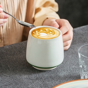 แก้วเซรามิกเคลือบด้านลายเส้นสีพื้นเพ้นท์มือ ดีไซน์เรียบง่ายทันสมัย คุณภาพสูง เหมาะสำหรับสำนักงาน ร้านอาหาร - Product Image 2