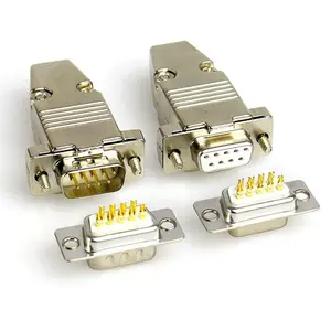 Mannelijke Vrouwelijke Connectoren Vga 9Pin Dsub Stekker Audio & Video Zink D-Sub 9Ptail Turn Licht Socket DB9