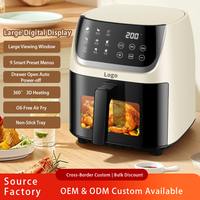 Nouvelle friteuse à air multifonctionnelle avec écran LCD électrique, capacité de 4,5 L, sans huile, avec revêtement vapeur, Silver Crest personnalisée, pour une utilisation domestique en cuisine