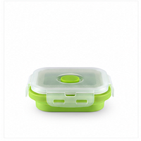 Boîte à lunch carrée mini pliable en silicone, compatible micro-ondes, avec couvercle verrouillable, pour la préparation des repas et les voyages (vente en gros)
