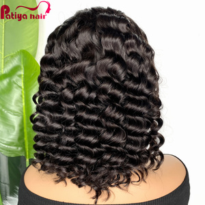 Parrucche Bob Corte con Frontale in Pizzo Trasparente per Donne di Colore, Ondulate Profonde, Densità 150%, Pre-Sfoltite, in <span class=keywords><strong>Capelli</strong></span> Umani Peruviani - Product Image 5