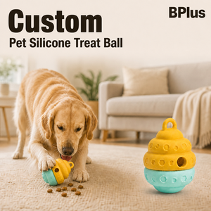 Nouveautés BPlus : Jouet interactif durable en silicone souple pour chien, balle à mâcher, distributeur de friandises, jouet de puzzle anti-fuite pour chien - Product Image 1