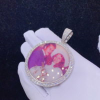 Pendentif cadre photo personnalisé en argent sterling, serti de diamants Moissanite, style Hip Hop