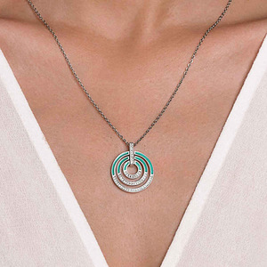 Collana con ciondolo rotondo da donna, design classico, accessorio da collo per l'uso quotidiano - Product Image 2