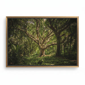 Minimalist Glass Wall Art: Printed <b>Canvas</b> Print of Old Tree Landscape,GOLD <b>FRAMED</b> <b>CANVAS</b> - Product Image 2
