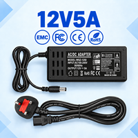 Adaptateur secteur de bureau 60W certifié GS, 12V 5A, prise UK 5.5x2.5mm, personnalisable ODM/OEM pour moniteur portable et ordinateur portable