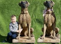 Statue de chien grandeur nature en résine de fibres de verre pour jardin, sculpture professionnelle personnalisée en polyrésine de dogue allemand