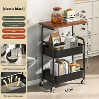 Chariot de rangement moderne à 3 niveaux multifonctionnel en métal pour cuisine, salle de bain, salon, sur pied, avec 4 roulettes verrouillables