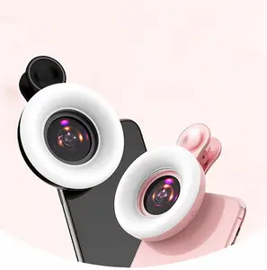 New Sell LQ-190 Rechargeable 15X Eye Makeup macro lens Fill Light phone photographic Selfie Clip-on led Ring Light