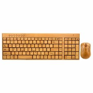 Ensemble clavier et souris sans fil Samexi Bamboo, couleur naturelle, pour bureau, jeux et ordinateur portable - Product Image 1