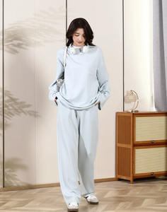Ensemble 2 pièces pour femmes musulmanes modestes haut <span class=keywords><strong>tunique</strong></span> coupe ample et pantalon droit personnalisable - Product Image 4