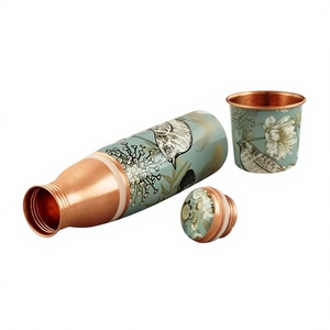 Engraved Copper Water <b>Bottle</b> 1L | Handmade Copper Drinking <b>Bottle</b> for Fitness Yoga and Healthy Lifestyle - Product Image 1
