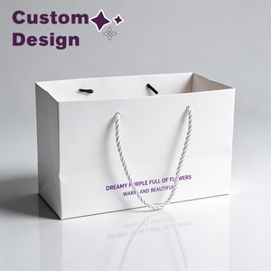 Bolsa <span class=keywords><strong>de</strong></span> Regalo <span class=keywords><strong>de</strong></span> Papel Blanco Ecológica Clásica con Logotipo Personalizado, con Asa <span class=keywords><strong>de</strong></span> Cuerda <span class=keywords><strong>de</strong></span> Algodón Gruesa para Promoción - Product Image 1