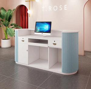 Mostrador de Recepción de Peluquería Moderna Personalizado de Jincheng, Mostrador de Recepción de Salón de Uñas de Lujo Plateado - Product Image 6