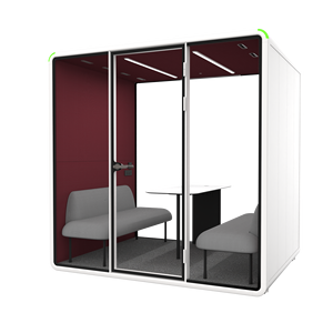 Cabine de bureau moderne pour 4 personnes, insonorisée, mobile et ventilée, pour discussions d'équipe et conférences privées - Product Image 1