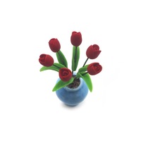 Accessoires pour maison de poupée à l'échelle 1:12, miniatures en argile, fleurs en pot, bonsaï, pot bleu, tulipes, modèles de plantes en pot