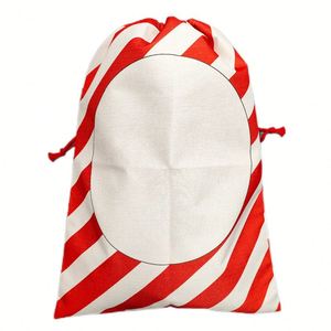 Cartoon Striped Plaid Double-Sided Printing <b>Christmas</b> <b>Gift</b> Bundle Pocket Burlap <b>Bag</b> - Product Image 3