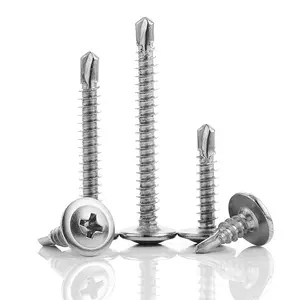 Roofing Screws Drilling SS410 Stainless Steel M4.2 M4.8 Cross Recessed Pan Washer Wafer Head Self Drilling Screw