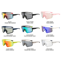 Lunettes de soleil oversize rose irisé pour hommes et femmes, verres miroir UV400, monture enveloppante TR90, lunettes de sport pour le cyclisme
