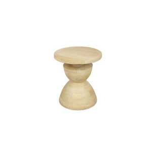 Table d'appoint en bois de manguier massif Boho côtier moderne fabriqué à la main finition blanchie naturelle Design minimaliste pour meubles de salon - Product Image 5