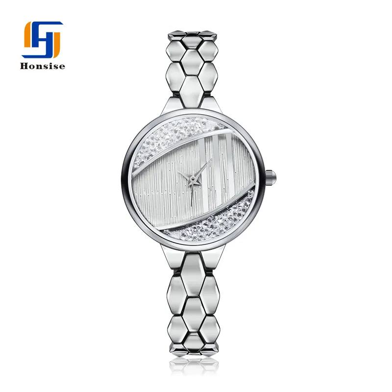 Honsise Classic Cristal Flower Wrist Luxury Women Customizable Diamond Waterproof Quartz Watches Armbanduhr