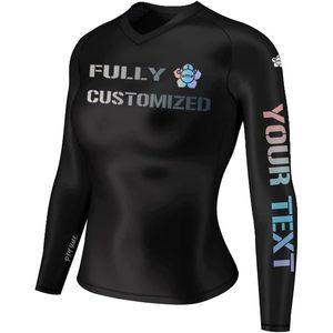 Custom Women's Customizable Long Rashguard Performance <b>Compression</b> Jersey <b>Shirt</b> Sport Fightwear Made of Nylon and Spandex - Product Image 1