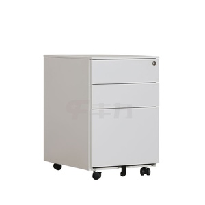 Meuble de rangement mobile blanc à 3 tiroirs, armoire métallique mobile pour bureau, classeur à 3 tiroirs, meuble de classement mobile - Product Image 2