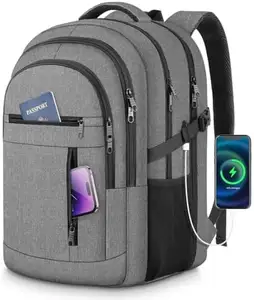 Mochila de viagem anti-roubo com interface externa de 17 polegadas, resistente à água, para laptop, bolsa para computador comercial, com USB