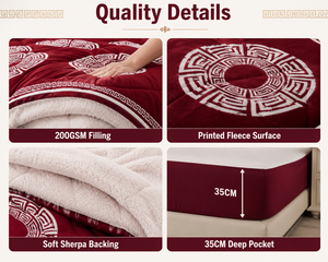 4 Piece Custom Printed Fleece Bedding Set <strong>Double</strong> Sided Sherpa Comforter with <strong>Deep</strong> Pocket <strong>Fitted</strong> <strong>Sheet</strong> for Bulk Orders - Product Image 3