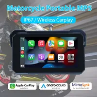 Moniteur portable CarPlay pour moto de 5 pouces, GPS Navi, Android Auto, Mirror Link, carte mondiale, étanche IP67, écran tactile pour