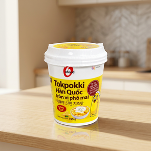 Korean Instant Rich Cheese Tokpokki Cup 105g Wholesale O'food | Non-Spicy Rice Cake - Product Image 2