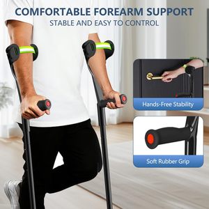 HONGJIAN Béquilles coudières en alliage d'aluminium, capacité de charge 100 kg, pliables, 12 niveaux réglables, pour rééducation post-fracture et aide à la marche - Product Image 3