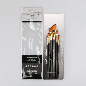 Juego de 6 pinceles profesionales Giorgione, forma angular, pelo de nailon, mango de madera, para pintura acrílica, bolsa de PVC - Product Image 3