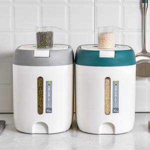 การจัดเก็บในห้องครัวแบบเว้นช่อง: ภาชนะบรรจุข้าว10กก. พร้อมฝาปิดและหัวจ่าย - Product Image 5