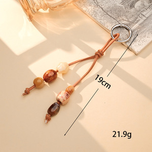 Llavero <span class=keywords><strong>de</strong></span> Lujo <span class=keywords><strong>de</strong></span> Diseño Bohemio Retro Vintage con Cuentas Acrílicas, Colgante para Teléfono <span class=keywords><strong>de</strong></span> Cuero PU con Cuerda Trenzada, Accesorios para Llavero - Product Image 6