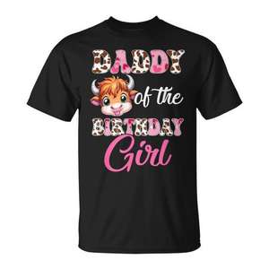 Camiseta del primer cumpleaños de Daddy Of The Birthday Girl Highland Cow Farm - Product Image 1