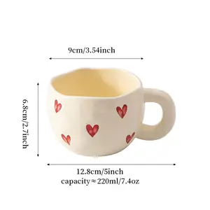 Valentines Day Gift 2024 Porcelain Romantic Couple Heart Coffee Cup Modern Customized Design Printed Cute Ceramic Mug Custom
