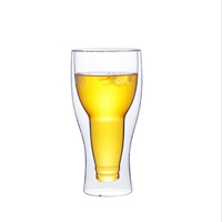 Chope à bière en verre borosilicate soufflé à la main à double paroi, transparente, capacité 401-500 ml, style américain pour les fêtes