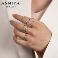 Bague en argent sterling 925 en forme de feuille, réglable, ouverte, luxe, zircon cubique, bagues pour les doigts, bijoux pour femmes