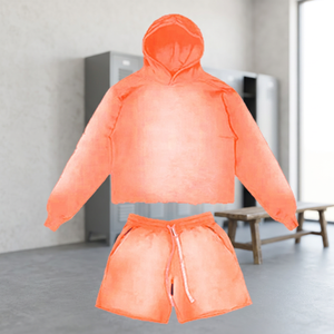 Custom Logo <b>Spray</b> Washed 100% Cotton Quick Dry Streetwear Men's Hoodies Shorts Set Summer Outerwear <b>Sun</b> Faded Comfortable - Product Image 3