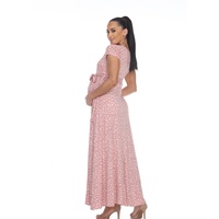Vêtements de grossesse d'été robe de grossesse florale confortable alimentation col en v allaitement longue robe portefeuille