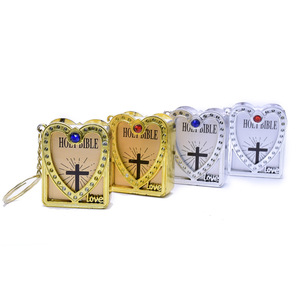 Haute Qualité Religion Souvenir Porte-clés En Gros Or Argent Mini Livre Porte-clés Personnalisé Imprimé Strass <span class=keywords><strong>Bible</strong></span> Porte-clés - Product Image 2