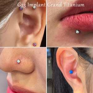 Piercing Labret Unisexe en Alliage <span class=keywords><strong>de</strong></span> Titane F136 avec <span class=keywords><strong>Opale</strong></span> Australienne 09 et Filetage Interne G23 pour Piercing Corporel - Bijoux E-commerce - Product Image 3