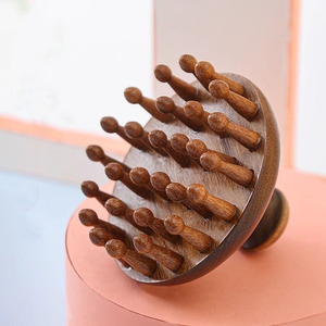 Holzkopf Kopfhaut Massage gerät Kamm Shampoo Breit zahn Haar bürste Guasha Tool - Product Image 4