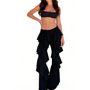 Pantaloni a Zampa con Volant in Rete Trasparente da Donna, Stile Boho con Dettaglio a Strati e Laccetti, <span class=keywords><strong>Copricostume</strong></span> da Spiaggia, Abbigliamento Femminile Sehe Fashion - Product Image 2
