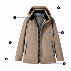 Chaqueta Acolchada Ligera con Capucha para Hombre, Abrigo Térmico Impermeable con Cremallera Completa, Ropa de Abrigo Cálida para Invierno - Product Image 3