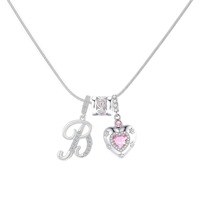 Collar de moda con diseño de corazón y carta de amor para chica, serie DIY, chapado en oro real de 22K, cadena de serpiente de acero inoxidable con circonita